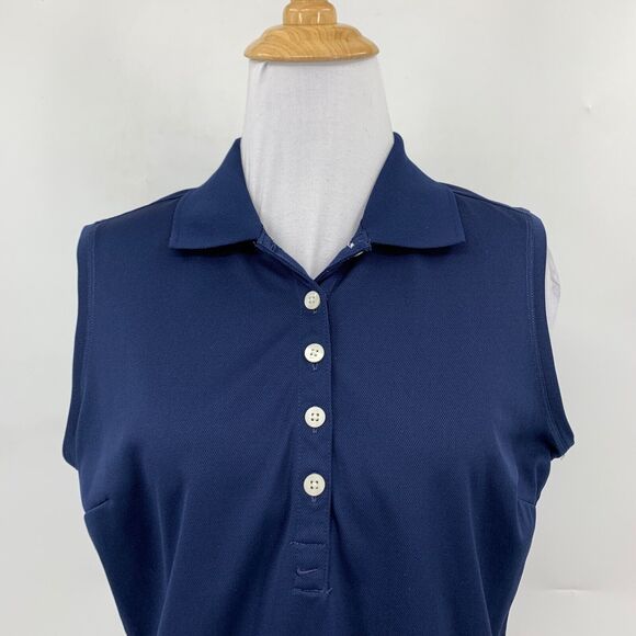 Nike Golf Shirt Women M Medium Dri Fit Sleeveless Performance 1/4 Button Polo - Picture 3 of 12